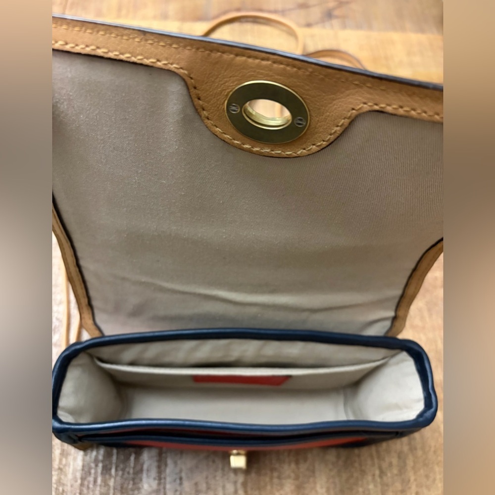 Coach Color Block Navy & Red Leather Turnlock Crossbody Style 19898 - Picture 14 of 15